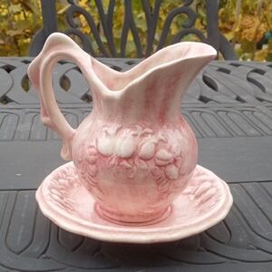 Elegant Pink Ceramic Pitcher and Saucer Set
